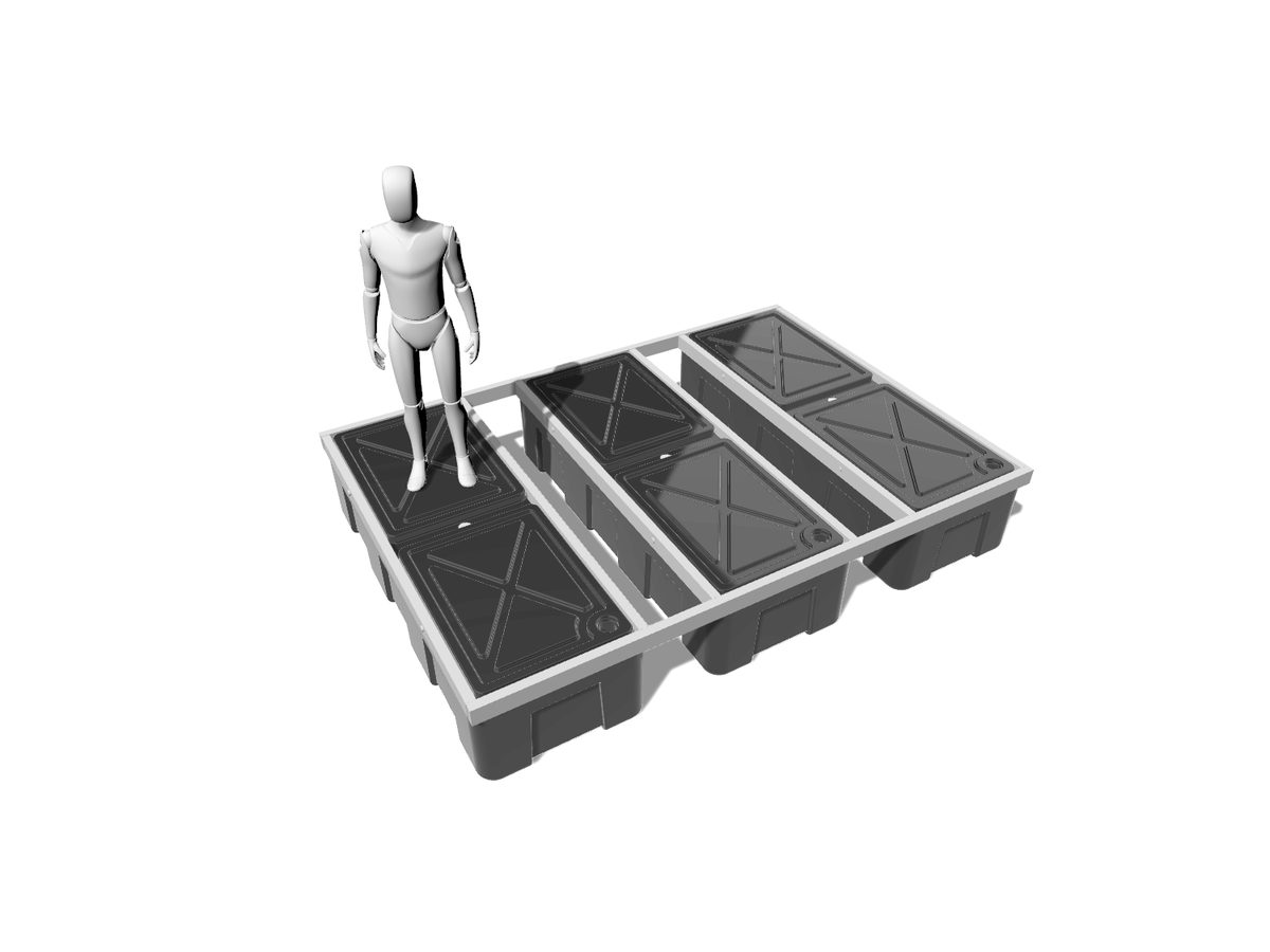 B100 entry-level modular pontoon base, 3D render