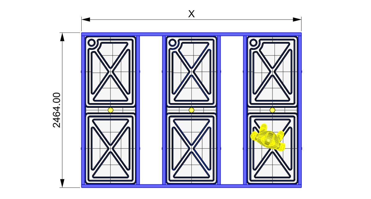 B100 entry-level modular pontoon base, dimensioned plan