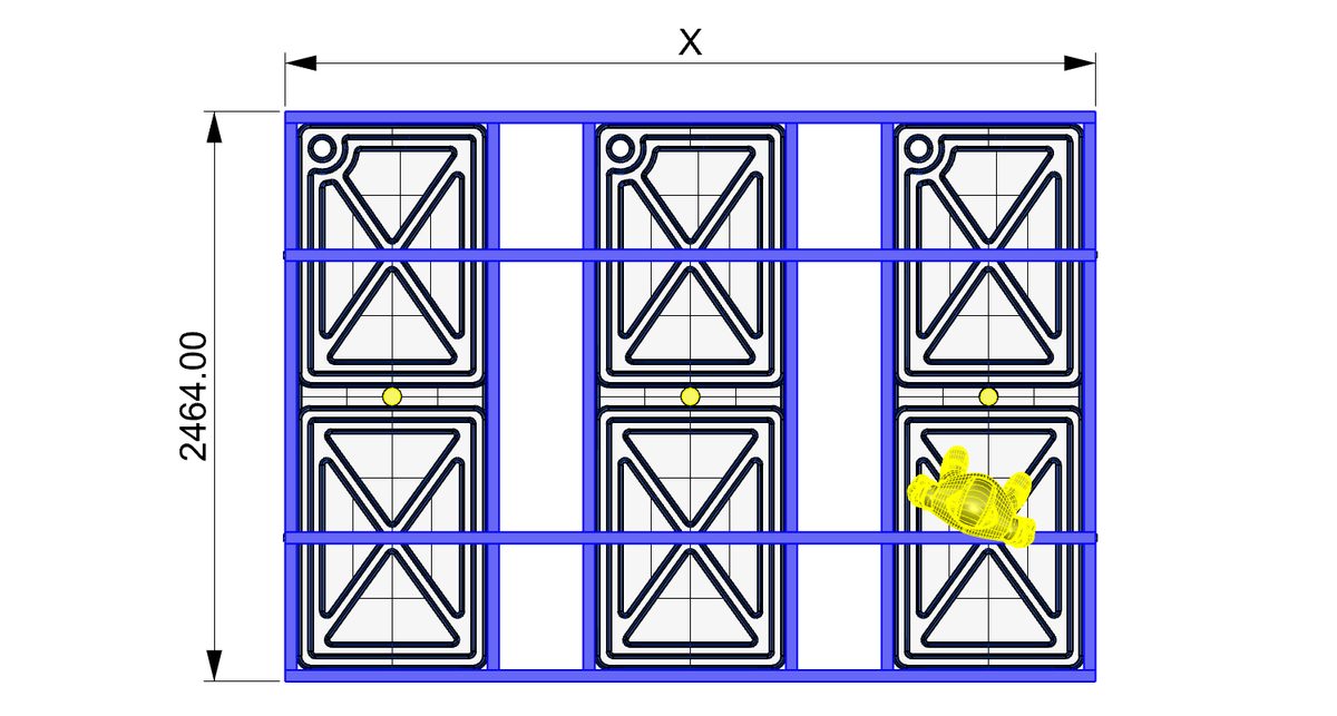 CB100 cross-beamed modular pontoon base for floating homes and houseboats, dimensioned plan