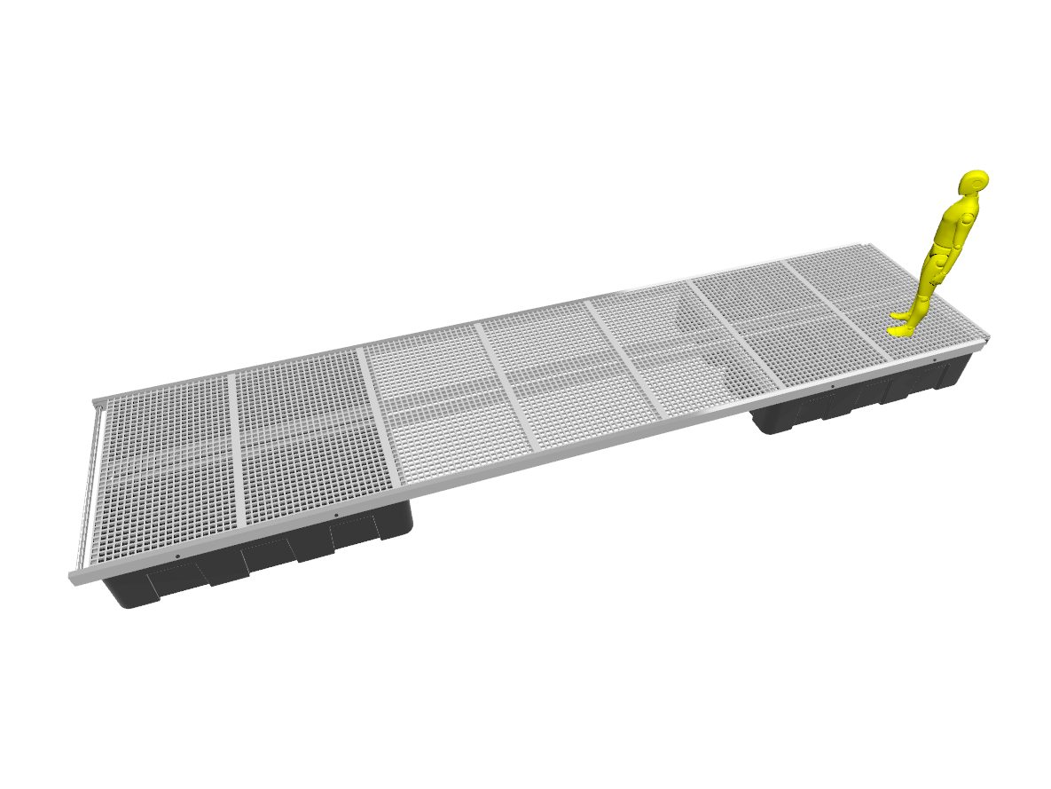 DoubleCat dual-float marina and walkway pontoon, 3D render