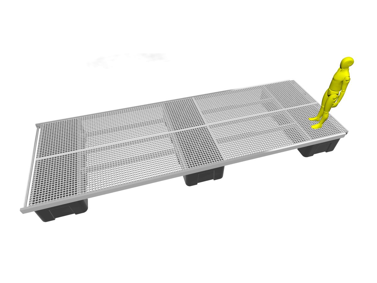 HZ-Deck cost-efficient walkway and deck pontoon, 3D render