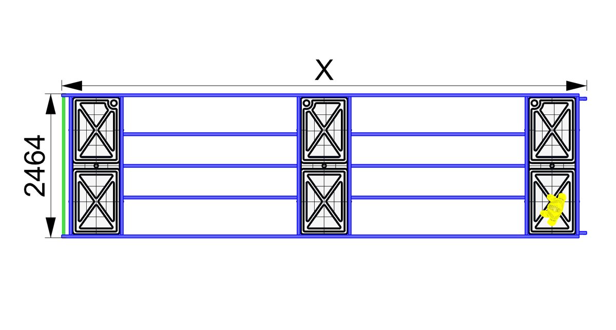 HZ-Deck cost-efficient walkway and deck pontoon, dimensioned plan