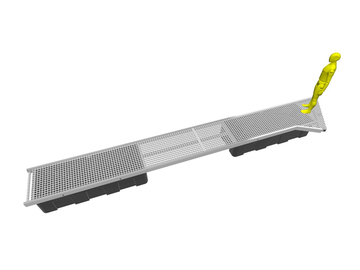 Mono-Module single-run finger-mooring pontoon, 3D render