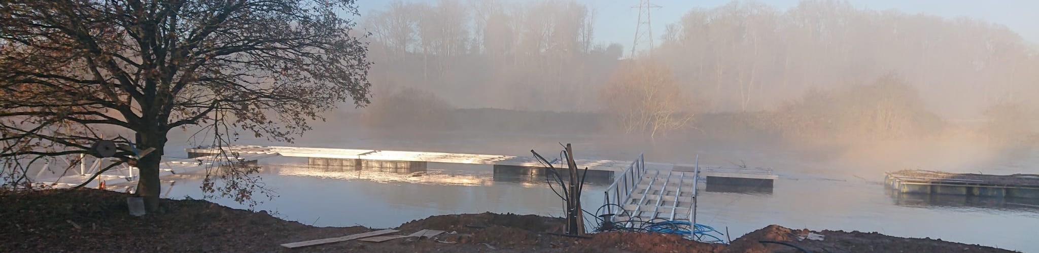 Modular pontoon mooring and floating dock network on water in the UK