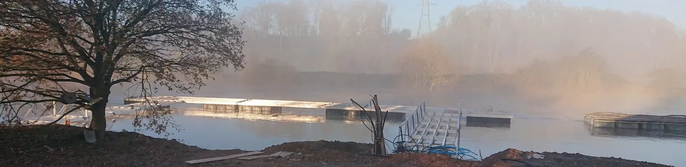 Modular pontoon mooring and floating dock network on water in the UK